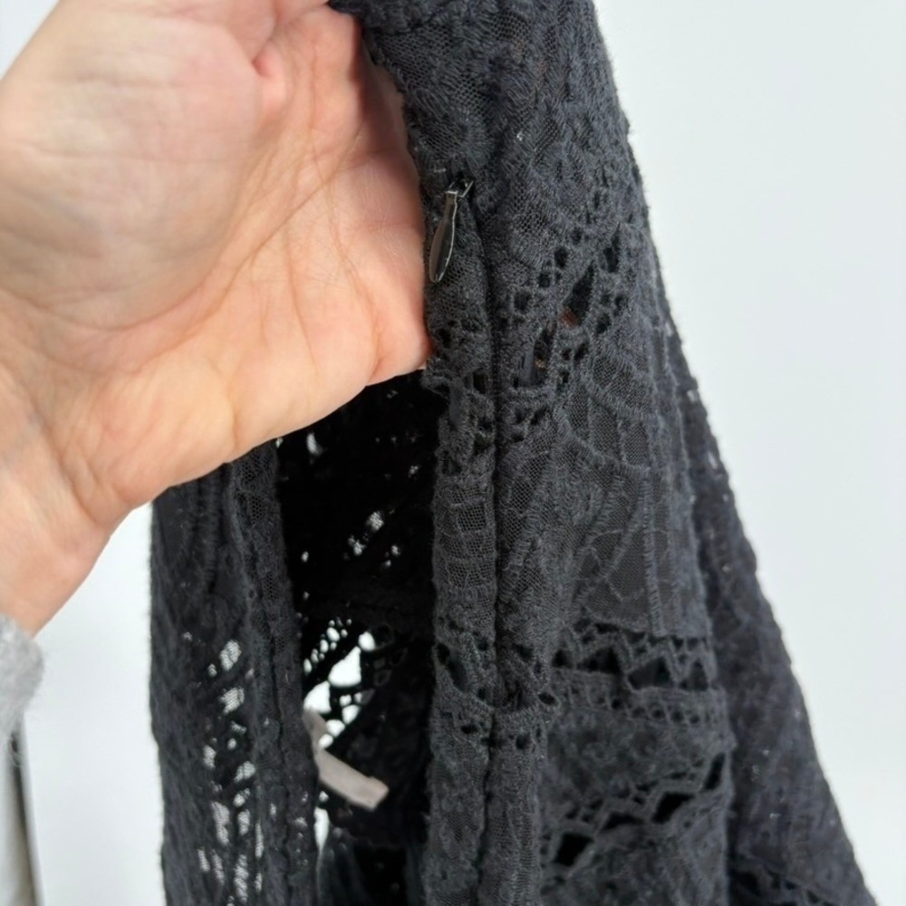 Ba&sh Black Lace Long Sleeve Maxi Dress Keyhole Neckline Sz L Witchy Whimsygoth - Picture 8 of 9